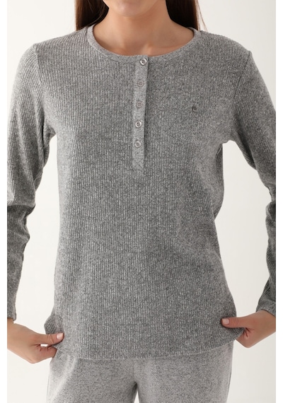 Pierre Cardin Gri Kadın Uzun Kol Pijama Takım