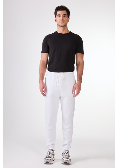 Dufy Beyaz Bisiklet Yaka Regular Fit Erkek Sweatshirt Beyaz