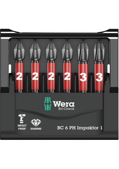 Wera Bit-Check 6 PH Impaktor 1 yıldız bits seti 05057691001