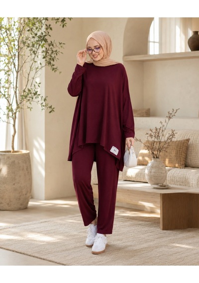 Unika Boutique Kadın Arma Detaylı Salaş İkili Takım bordo