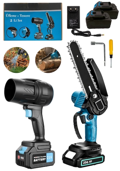 Moonshop ÜT002 Hava Üfleme ve Şarjlı Testere Makinesi Seti Batarya Hızlı Şarj Cihazı