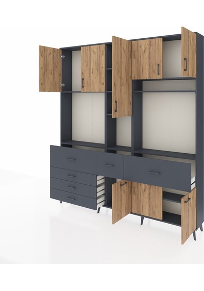 Arges Dolap 10 Raflı 6 Çekmeceli 8 Kapaklı 220x30x243 Antrasit-çam/antrasit Atlas Çam/antrasıt Arges Dolap 10 Raflı 6 Çekmeceli 8 Kapaklı 220x30x243 Antrasit-çam/antrasit Atlas Çam/antrasıt