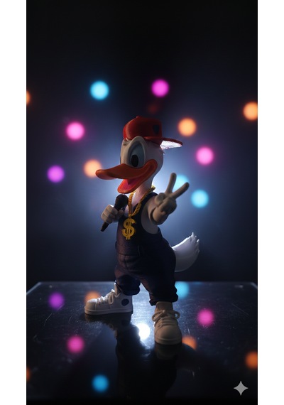 Rapçi Donald Duck Karakter Figürü - Pop-art Sokak Sanatı Heykelcik - Hypebeast Ofis Ve Masa Aksesuarı - Koleksiyonluk Dekoratif Obje Hip-hop Temalı