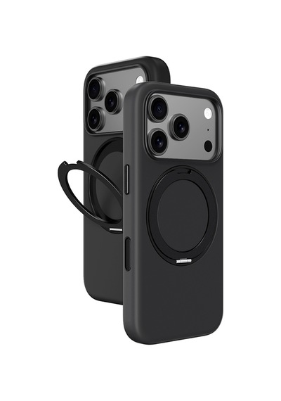 Apple Uyumlu iPhone 17 Pro Max Amazingthing Cloudie Magspin 360 Derece Standlı M-safe Kılıf Siyah Siyah