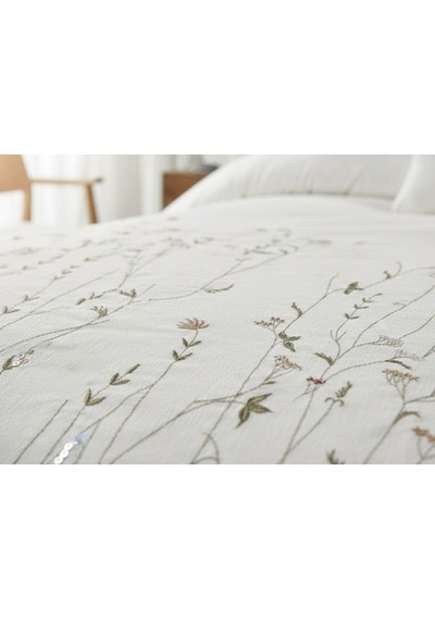 Bohem Çiçekli 4 Parça Kahverengi Pike Takımı 240 X 260 Cm Kahverengi