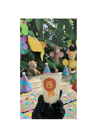 Hayvan-orman-amazon-zoo Doğumgünü Parti Aslan Temalı Tek Kullanımlık 7 Oz 50 Adet Karton Bardak 1