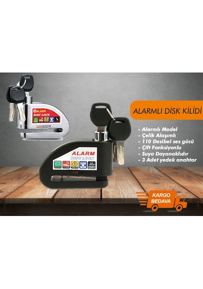 Alarmlı Disk Kilidi Ön Veya Arka Disk Kilidi 3 Anahtarlı