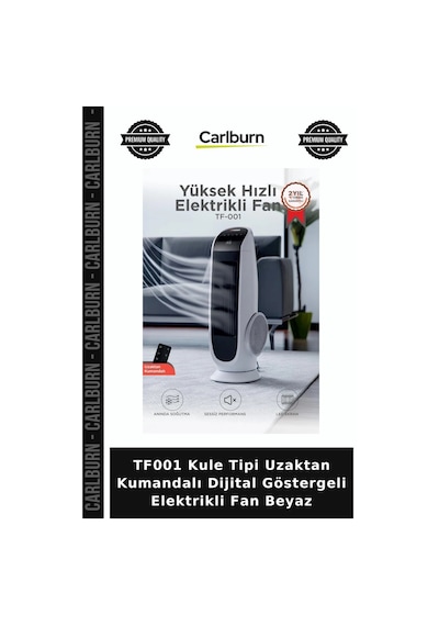Tf001 Kule Tipi Uzaktan Kumandalı Dijital Göstergeli Elektrikli Fan Beyaz Ofis Aleti Yaz Sıcak