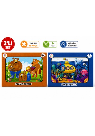 2 Li Frame Puzzle Seti Ayı Ailesi Ve Denizaltı Macerası 1