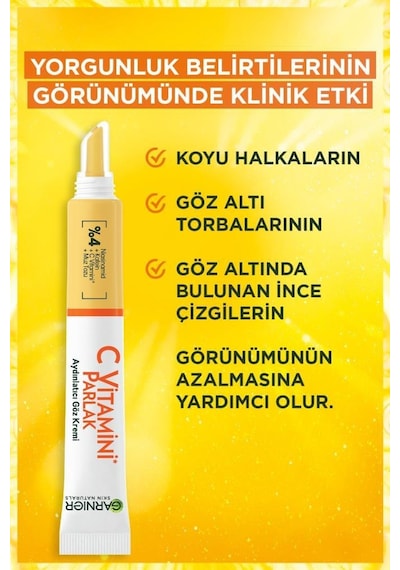 Garnier C Vitamini Parlak Süper Aydınlatıcı Gece + Gündüz Serumu 2 x 30 ML + Aydınlatıcı Göz Kremi 15 ML