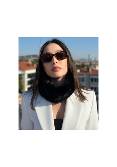 Kadın Siyah Peluş Boyunluk Bandana Kışlık Sıcak Tutarlı Yumuşak Kumaş Siyah