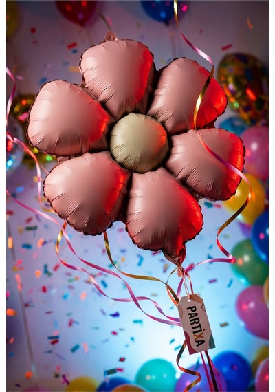 Mat Pudra Pembe Papatya Retro Folyo Balon Doğum Günü Baby Shower Bahar Temalı Konsept Parti Süsleme Vintage Dekorasyon Balonu Çok Renkli