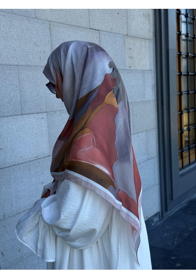 Qalortex Scarf Pamuklu Amber Desen Eşarp-somon