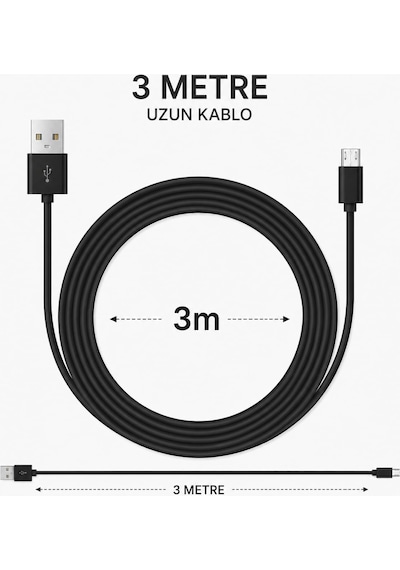 Coverzone Usb Micro Şarj Kablosu 3 Metre Uzun Kablo Hızlı Şarj Destekli Usb Charging Data Sync Kablo High Speed Charging Enerji Tasarruflu Uzun Mesafe Kullanım İçin Usb Input Uyumlu Zr927 Coverzone Usb Micro Şarj Kablosu 3 Metre Uzun Kablo Hızlı Şarj Destekli Usb Charging Data Sync Kablo High Speed Charging Enerji Tasarruflu Uzun Mesafe Kullanım İçin Usb Input Uyumlu Zr927