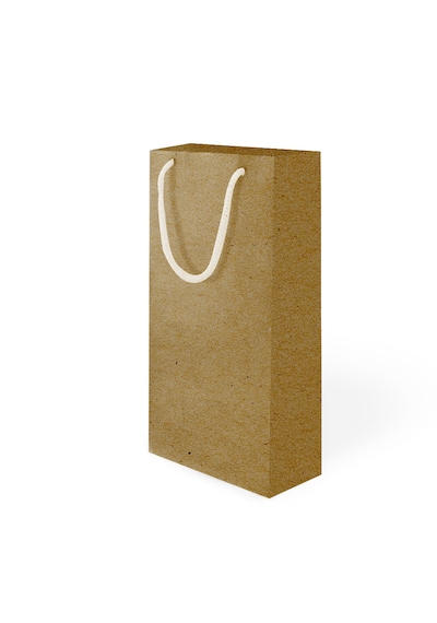 Naturel -kraft Lüks Karton Çanta 12x35x8 Cm Pakette -alkollü Şişe Uygun-10 Adet