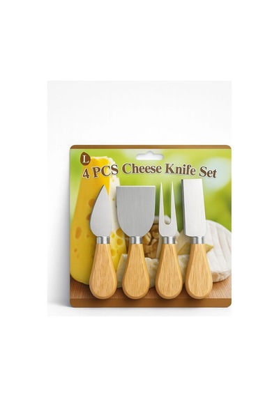 Cheese Knife Set 4pcs Peynir Bıçak Seti Ahşap Bambu Saplı Bx40 Çok Renkli
