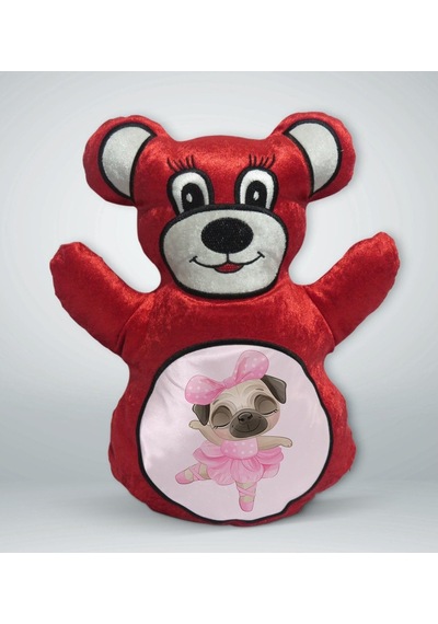 Bk Gift Tatlı Köpek Tasarımlı Kırmızı Ayıcık Yastık-2