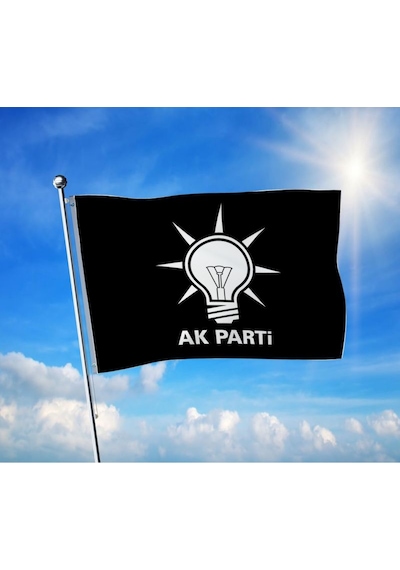 Siyah- Beyaz Ak Parti Bayrağı Premium Raşel Kumaş 100x150 Cm Diğer