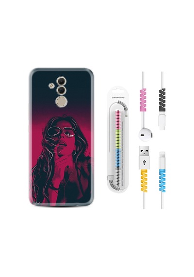 Huawei Mate 20 Lite Kılıf Kablo Koruyuculu Girl 1647