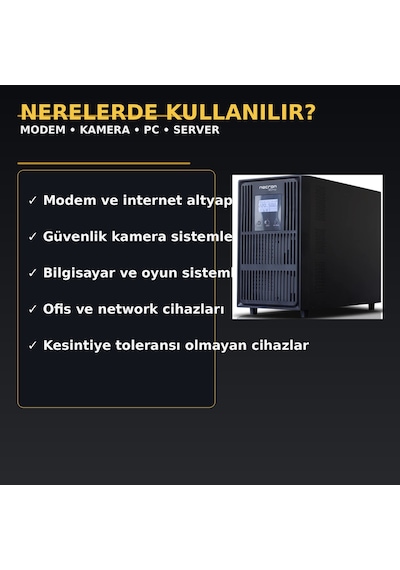 Elektrik Kesilince Pc Kapanmaz Ups 3kva Online 6x9ah %30 Uzun Süre