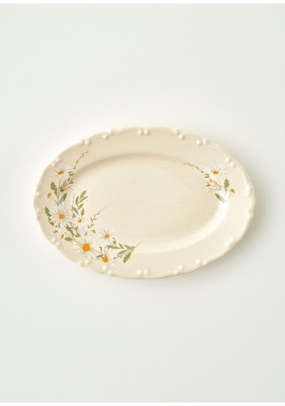 Daisy Porselen Sunum Tabağı Krem 25 Cm Krem