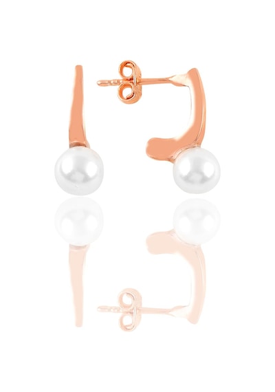 Gümüş Rose Incili Modern Tasarımlı Küpe