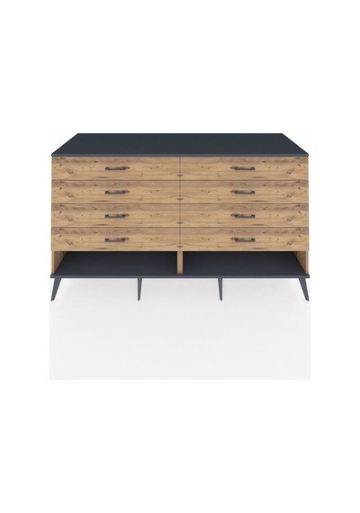 Kronos Konsol 8 Çekmeceli 176x59x99 Çam-antrasit/çam Çam-antrasit/çam