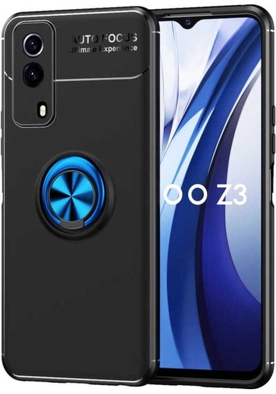 Vivo Y53s 4g Kılıf Zore Ravel Silikon Kapak Siyah-Mavi