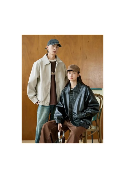 Meecy Oversize Unisex Bomber Vintage Deri Ceket Siyah Siyah