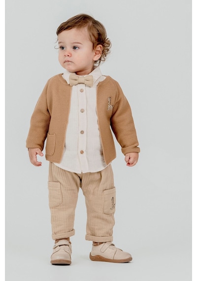 Minigimin Cicileri Zurefa Nakışlı Triko Hırka 4'lü Erkek Bebe... Kahverengi