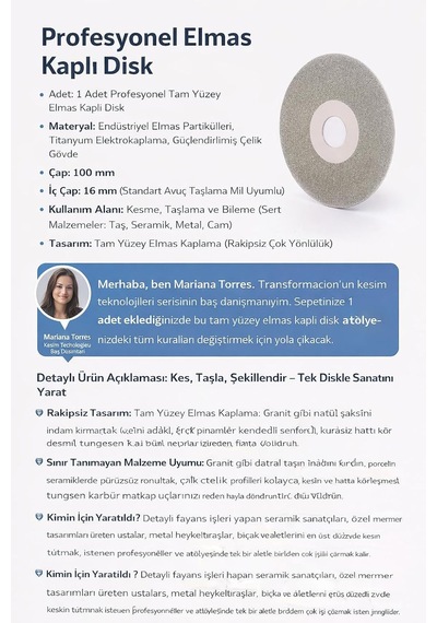 Profesyonel Full Elmas Disk 100mm - Granit, Seramik, Metal Kesme &amp Bileme Taşı 723178