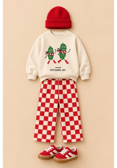 Monila Erkek Çocuk Pamuklu 3 İplik Kumaş Ekru Satalık Baskılı Sweatshirt Ve Kırmızı Kareli Alt Üst Takım Monila Erkek Çocuk Pamuklu 3 İplik Kumaş Ekru Satalık Baskılı Sweatshirt Ve Kırmızı Kareli Alt Üst Takım