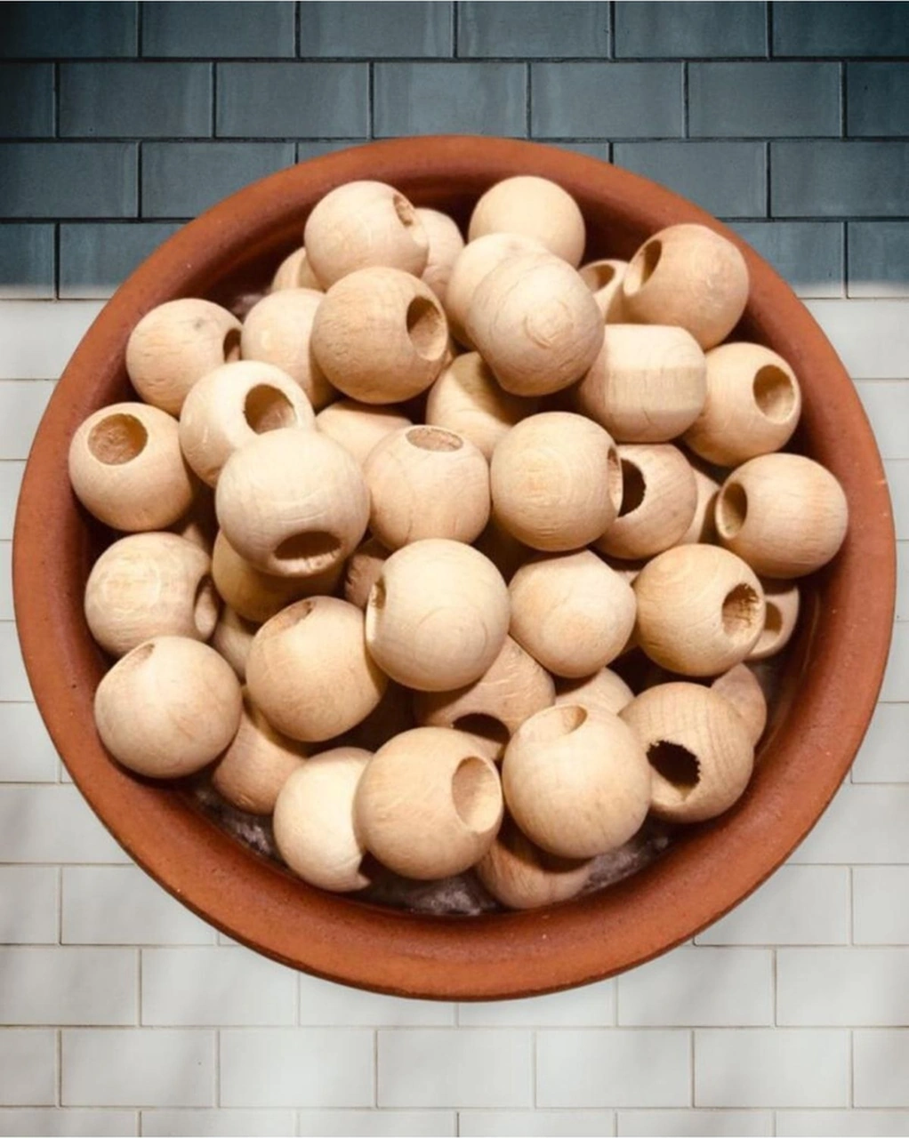 17mm Ham Ahşap Boncuk 100 Gr