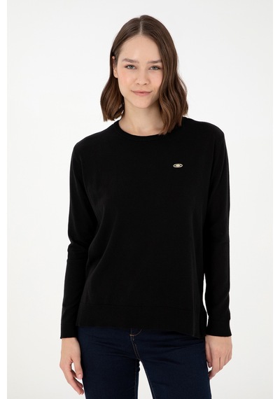 U.S. Polo Assn. Kadın Siyah Basic Bisiklet Yaka Kazak 50288951-VR046