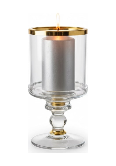Lorena Gold Krıstal Mumluk 7x7x14 Cm Şeffaf