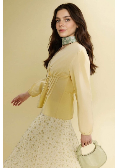 Defacto Regular Fıt Poplin Uzun Kollu Tunik H0280ax26spyl251 Sarı-yl251