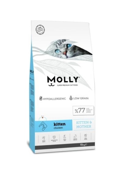 Molly Kitten Düşük Tahıllı Hipoalerjenik Tavuklu  Yavru Kedi Kuru Maması 15 KG