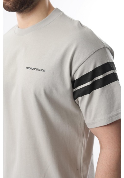 Madmext Boyalı Gri Şerit Detaylı Erkek Şort T-shirt Takım E7301