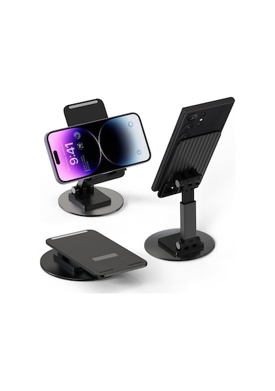 Ayarlanabilir Masaüstü Telefon Ve Tablet Standı Kaymaz Silikon Destekli, Yükseklik Ve Açı Ayarlı, Katlanabili