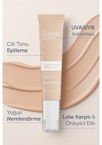 The Purest Solutions Lekeli Ciltler İçin Cilt Tonu Eşitleyici BB Krem, SPF 50+ 40 ml – Açık / Orta Ton
