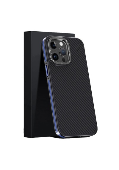 Joko - 284 - İphone 15 Pro Max Kılıf Aramid 600d Kevlar Karbon Fiber Magsafe Kapak - Kmrsfres - - Lacivert