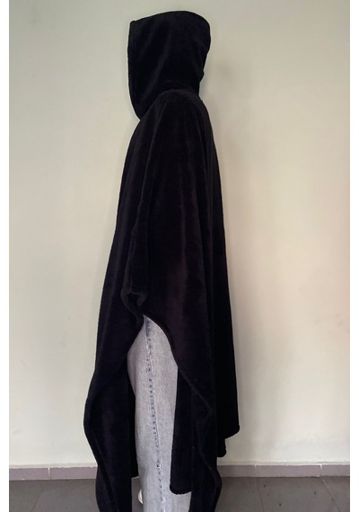 Giyilebilir Hoodie Battaniye Rahat Kalıp Tek Beden Siyah