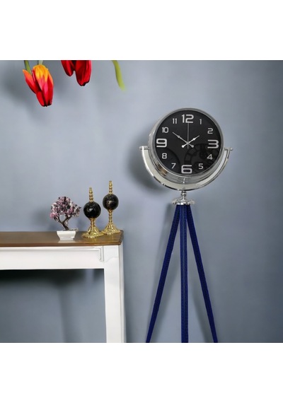 Krom Metal Ofis Salon Otel Ayaklı Seyyar Saat B32 Krom