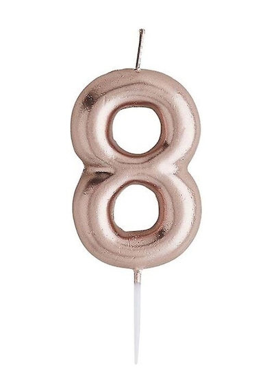 8 Yaş Rose Gold Rakam Mum 8