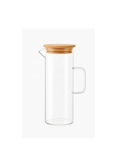 Lavino 3 Parça 400 Ml Borosilikat Yağlık - Bambu Altlık Ve 2 Adet Bambu Kapaklı Cam Yağdanlık Şeffaf