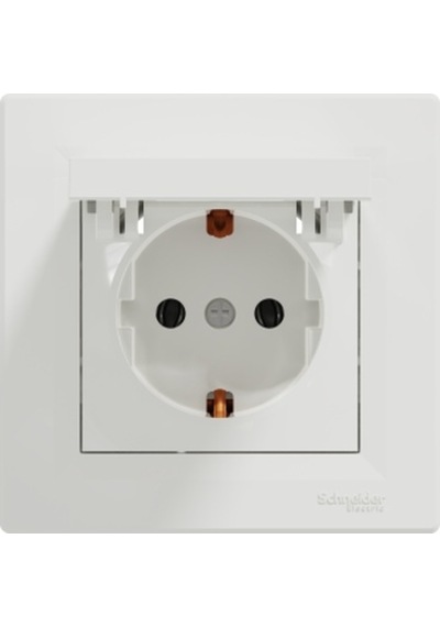 Schneider Electric Asfora Beyaz Kapaklı Topraklı Çerçeveli Priz 10 Adet