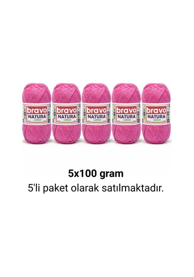 Natura Cotton Pembe 405 Pamuk İplik 100gr 200mt Örgü İpi Amigurumi İpi