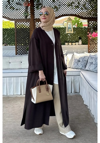 Rabia Şamlı Nazenin Kot Tencel Kap Kahve Normal