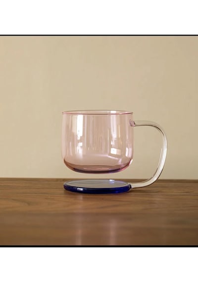 Morponi Borosilikat Cam Renkli Cam Kahve Cappuccino Kupası 350 Ml Şeffaf