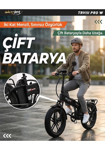 Skyjet Trvııı Pro W Çift Bataryalı 1000w Elektrikli Bisiklet Ayna Çanta Ve El Gazı Hediyeli Siyah Skyjet Trvııı Pro W Çift Bataryalı 1000w Elektrikli Bisiklet Ayna Çanta Ve El Gazı Hediyeli Siyah
